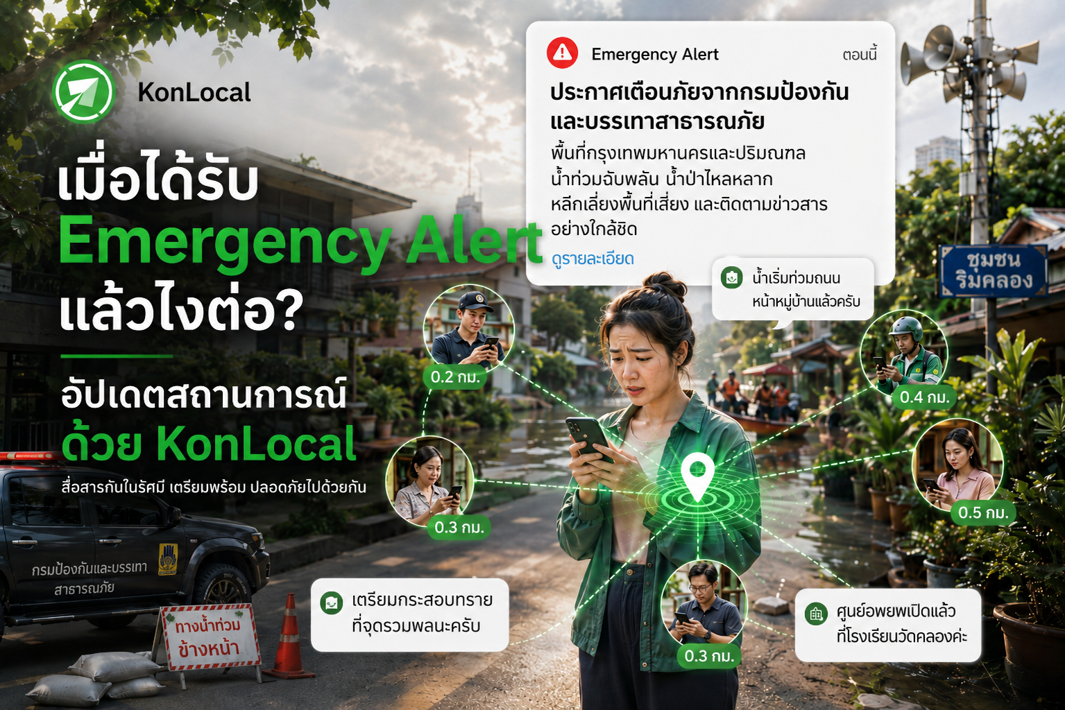 ได้รับ Emergency Alert แล้วไงต่อ? อัปเดตสถานการณ์ด้วย KonLocal